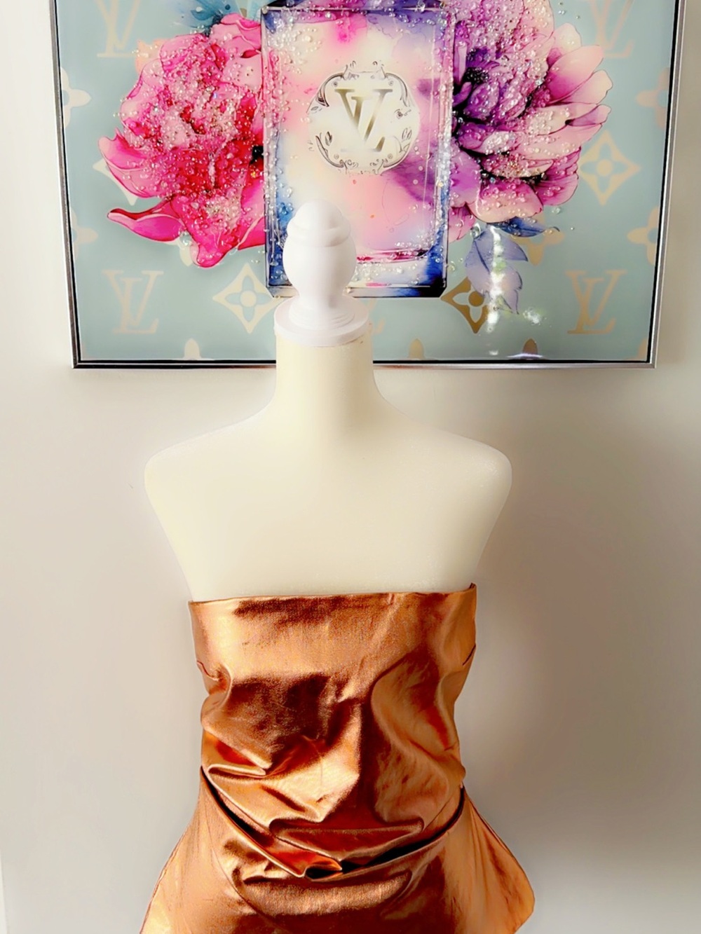 Zara Metallic Copper Strapless Crop Bustier